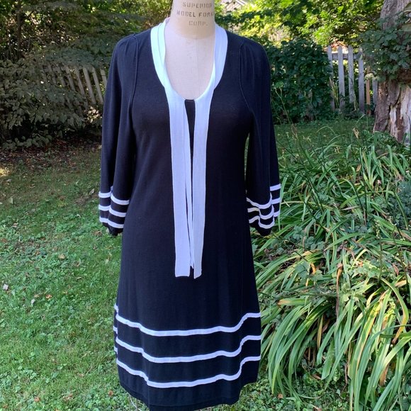 TOP-RATED SELLER! Sonia Rykiel Navy and White 100% Cotton Dress - Picture 2 of 11